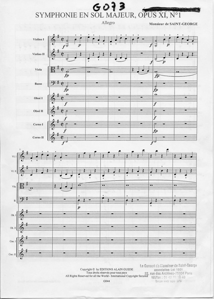 Symphonie en Sol Majeur (G Major) G.073