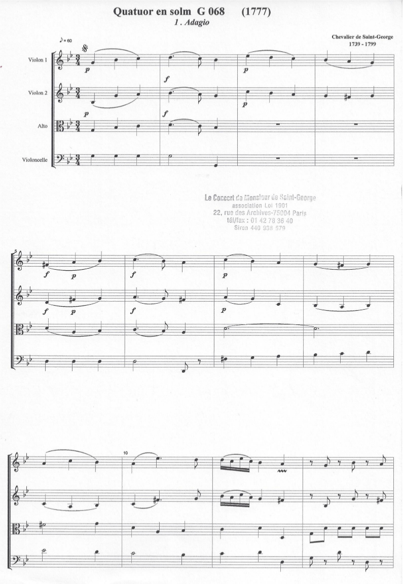 Quatuor en Sol mineur (G minor) G.068
