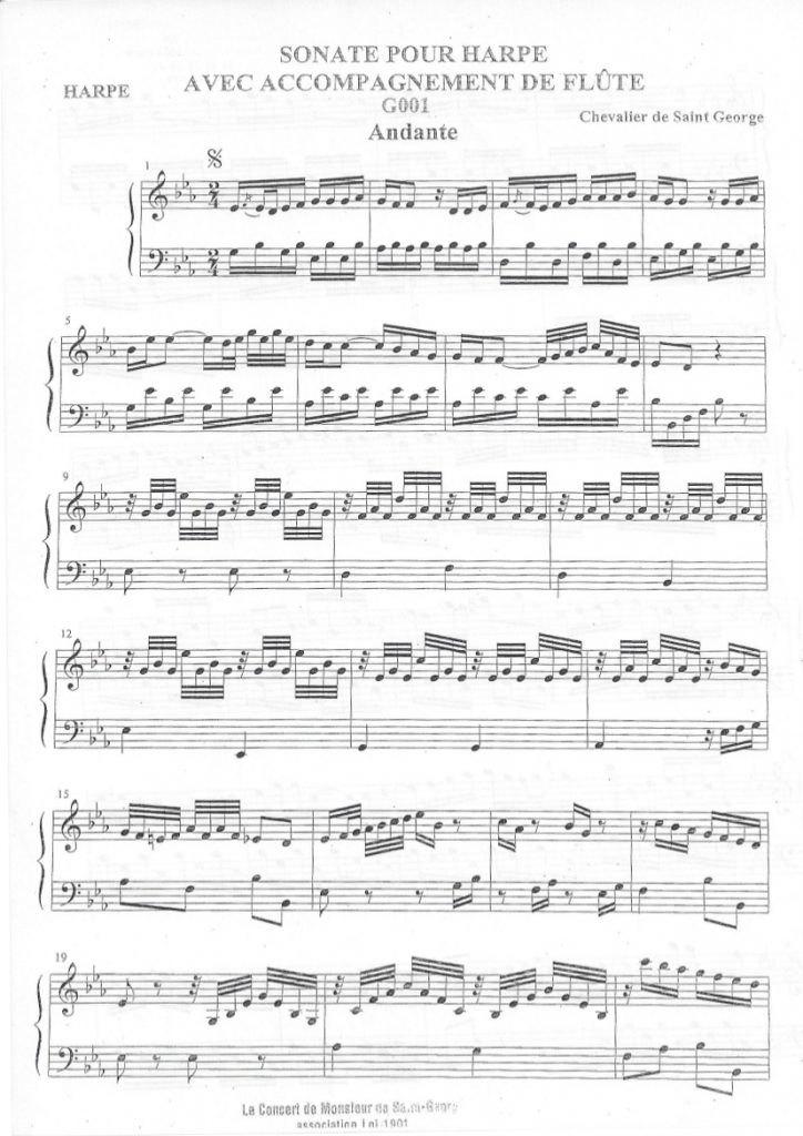 Sonate pour Harpe en Mi bémol Majeur (E flat Major) G.001