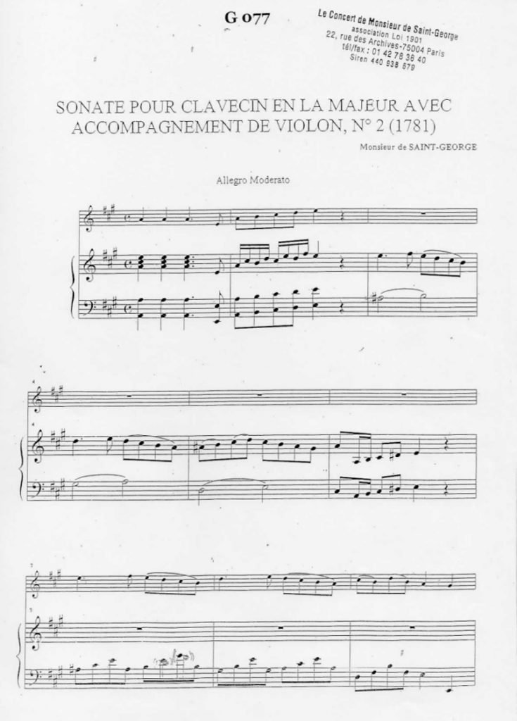 Sonate pour Clavecin en La Majeur (A Major) G.077