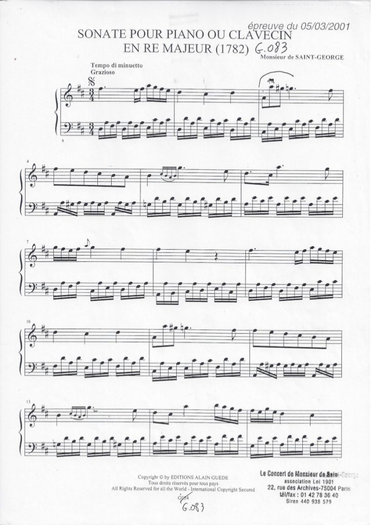 Sonate en Ré Majeur (D Major) G.083