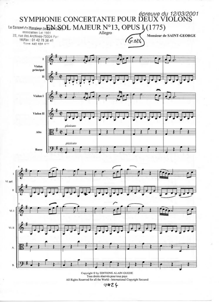 Symphonie Concertante en Sol Majeur (G Major) G.024